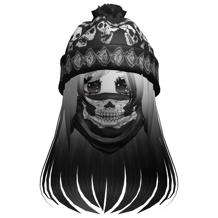 cute moe girl with emo skull beanie + mask