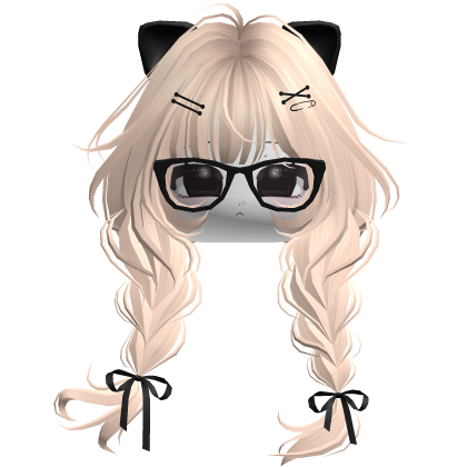 Emo Cute Moe Kitty Girl Braided Hair (Beige) thumbnail