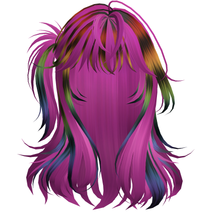 Hot Pink&Rainbow Raccoon Lush Half Up Hair Roblox item