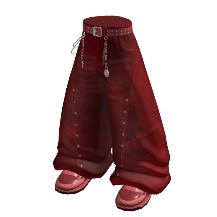 Chain Belt Baggy Pants (red)