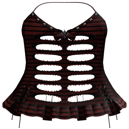 gothic ripped black & red striped emo dress 3.0