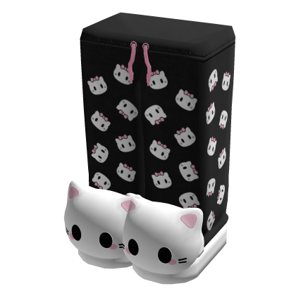 Black Kitty Pjs w/ Slippers
