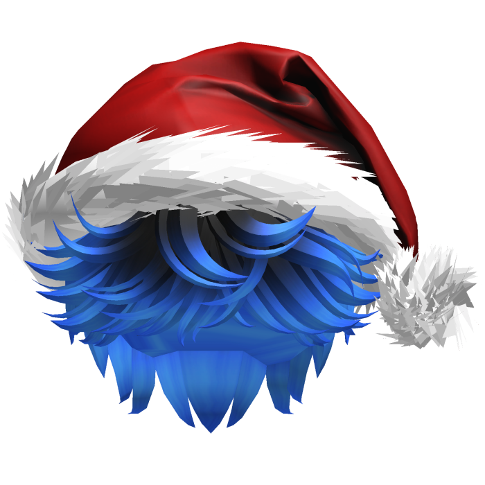 Messy Fluffy Black and Blue Hair a Santa Hat Y2k