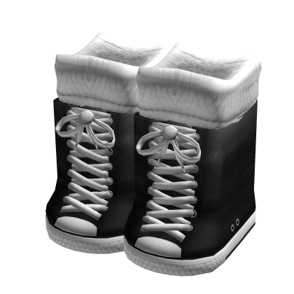 Y2K Knee High Shoes w Socks Black thumbnail