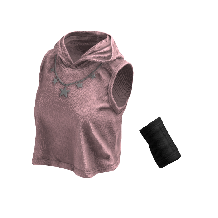 Sleeveless Stylish Hoodie (Pink Black)