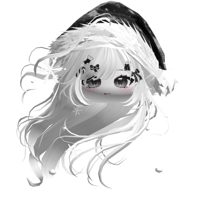 Windy Anime Hair w/Santa Hat (White)