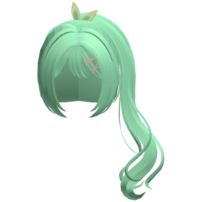 green silly leaf side swirly ponytail