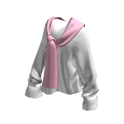cute cozy tie knit sweater (white & pink) thumbnail