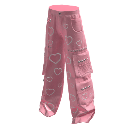 pink & white hearts y2k cargo pants