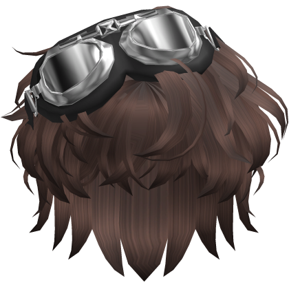 Messy Hair w/ Aviator Goggles (Dark Brown) Roblox item