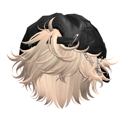 Blonde Messy Anime Hair w/ Y2K Distressed Hat | Roblox Item