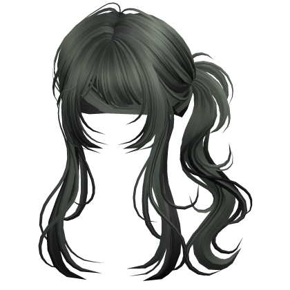 Messy Vamp Cyber Wolfcut Ponytail Green&black Roblox item