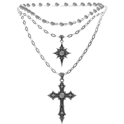 gothic layered rosary necklace w/ white pearls Roblox item