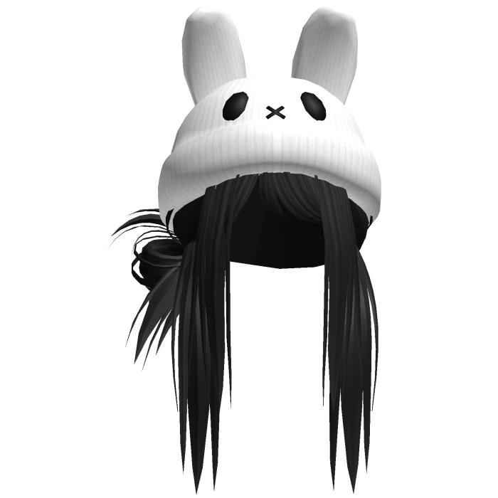 Moe Messy Girl Hair W/ Bunny Hat  Black V3