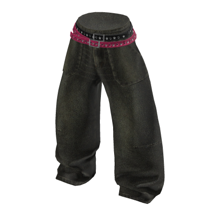 💗Y2K DOUBLE STAR BELTED WIDE DENIM_DUSTY KHAKI - Roblox