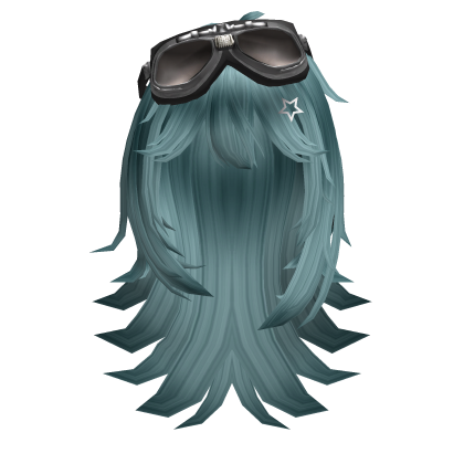 ♡ Emo Y2k Spiky Hair W/Goggles in Blue Roblox item