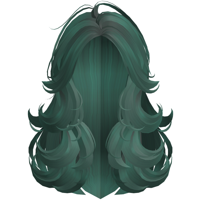 Fluffy Layered Teal Green Wispy Long Hair