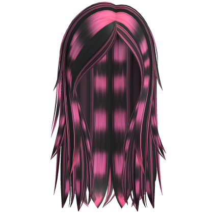 Emo Scene Long Layered Wolfcut (Black and Pink) Roblox item
