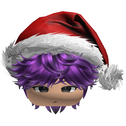 Messy Fluffy purple Bright Hair a Santa Hat Y2k Roblox item