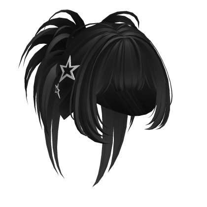 Y2K Fluffy Layered Spikey Bun (Black V2) Roblox item