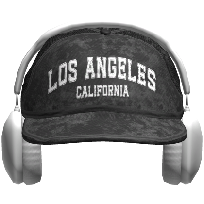 Distressed Backwards Cap with Headphones Black Roblox item