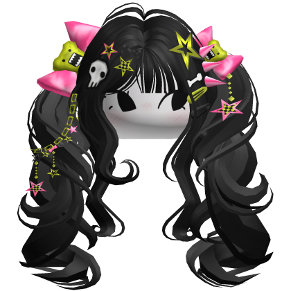 ♡ Scene Fluffy Gyaru Pigtails (Black)