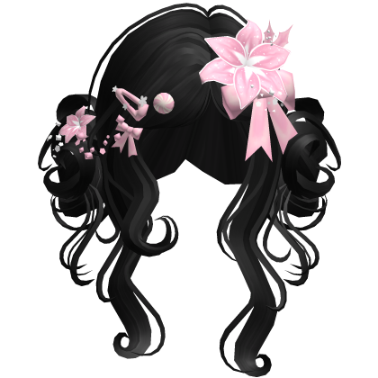 ♡ Christmas Flowery Twin Buns (Black)