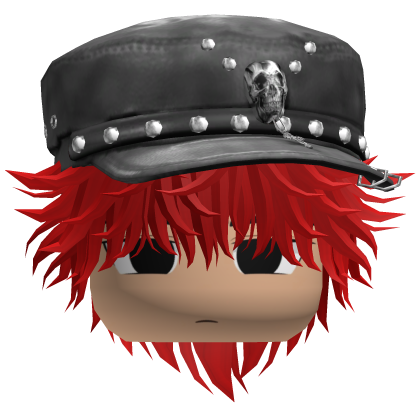 Fluffy Emo Black Beret Y2K Boy Hair (Red)