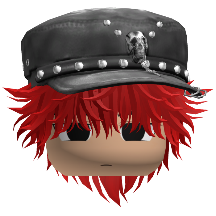 Fluffy Emo Black Beret Y2K Boy Hair (Red)