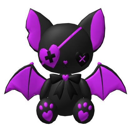 Goth Big Bat Plush - Black Purple Neon