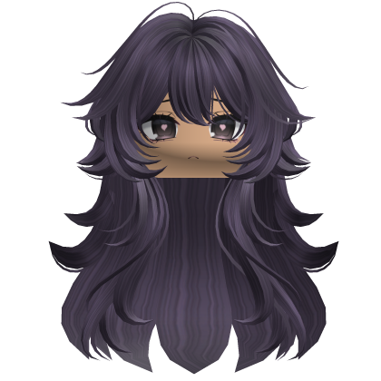Super Fluffy Wavy Anime Hair w/ Face (Purple) Roblox item