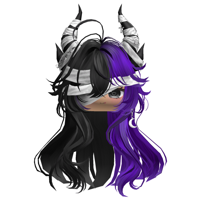 Horned Anime Demon Wolfcut (Black&Purple)