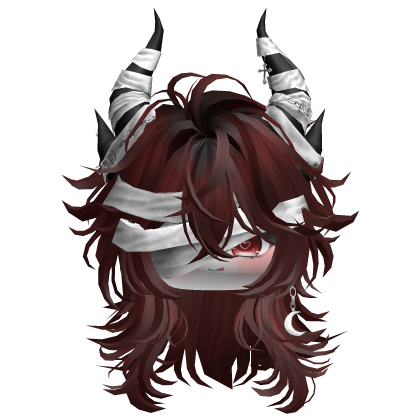 Horned Anime Demon Wolfcut (Dark Red)