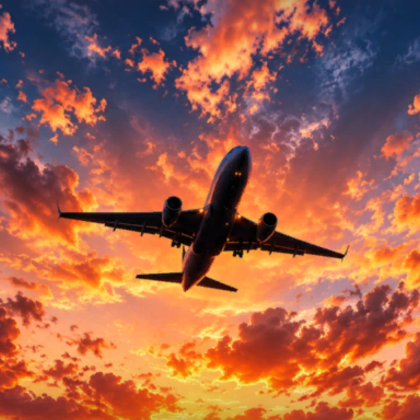 Airplane Sunset Clouds Flight Sky Cloud Background