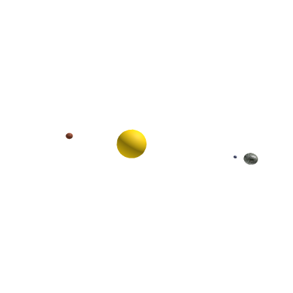 Spinning sun mercury earth and moon