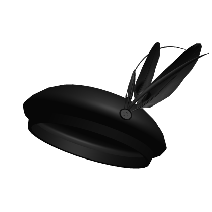 ( ҂¯꒳¯ ) black beret with feather clip Roblox item