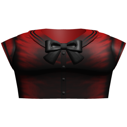 Kawaii Anime School Crop Top w Bow (Dark Red)