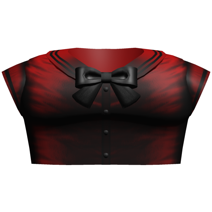 Kawaii Anime School Crop Top w Bow (Dark Red)