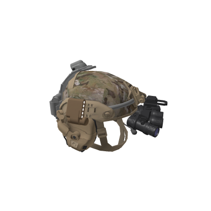 Tan helmet and NVG