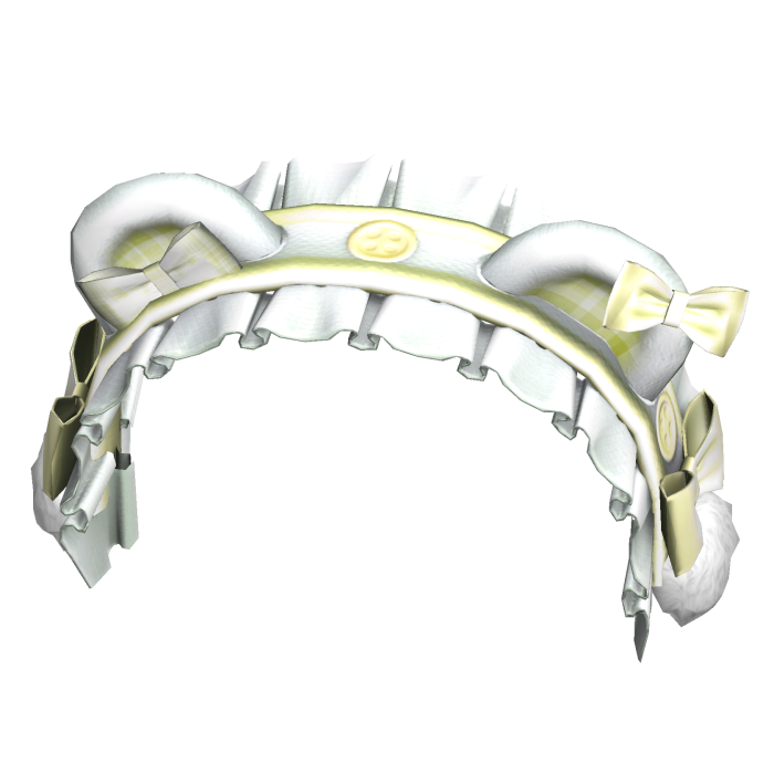 Kawaii Cute Bear Headband w Ruffles White Yellow