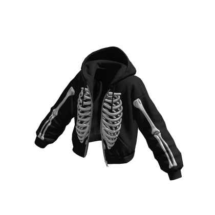 Skeleton Halloween Hoodie Jacket Black White