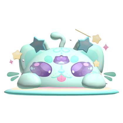♡ cute decora space saturn blue alien kitty hat