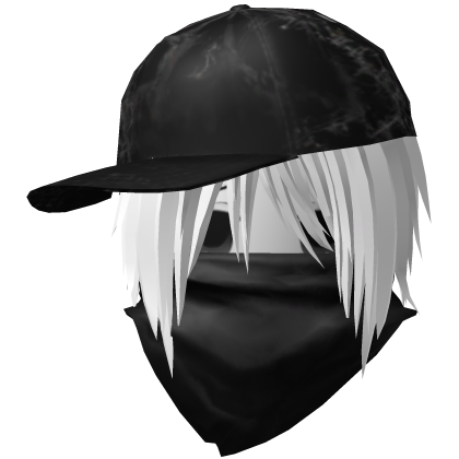 White Vkei/Moe Hair w Face & Emo Cap w Bandana Roblox item