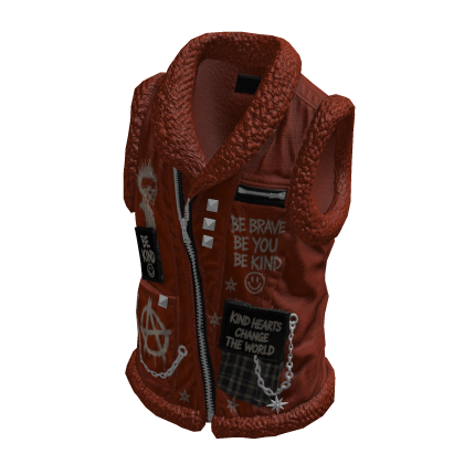 Punk Patchwork Biker Vest ⭐ (Orange)