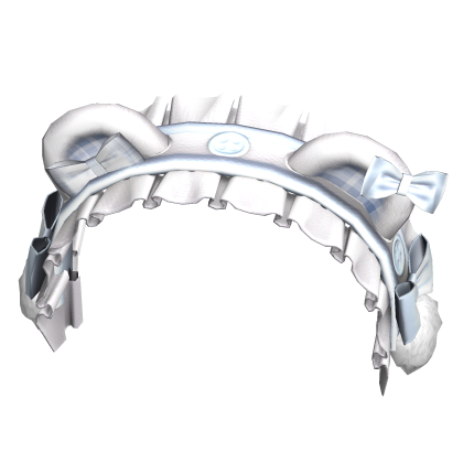 Kawaii Cute Bear Headband w Ruffles White Blue