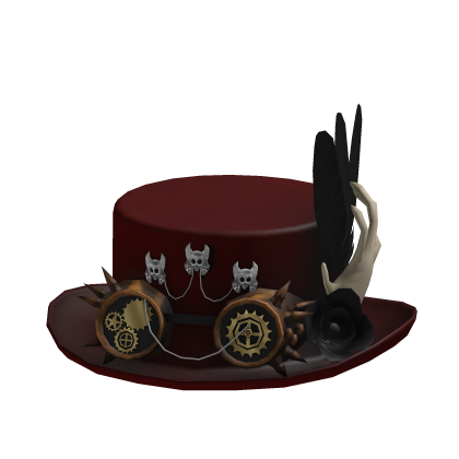 Steampunk Gear Top Hat Emo Dark Red Roblox item