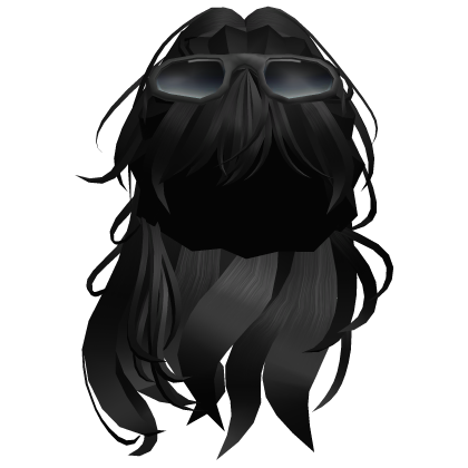 Chic Long Wavy Hair w/ Sunglasses - Black Roblox item