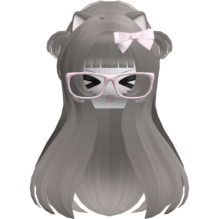 Kawaii Ash Brown Long Flowy Hair /w Glasses