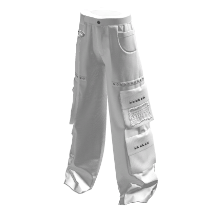 [定休日以外毎日出荷中] y2k white cargo Roblox - pants パンツ