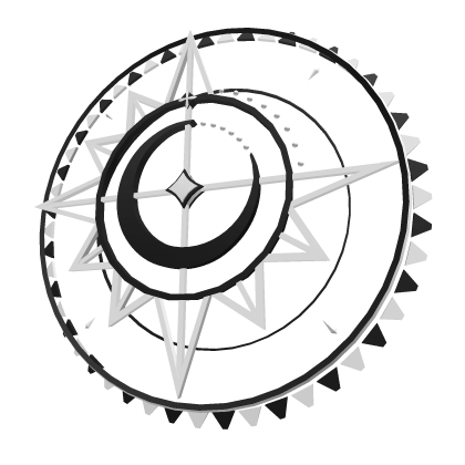 Celestial Moon Angel Halo Black White